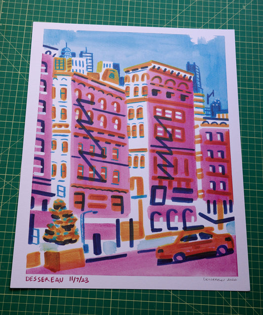 Chelsea CityScape, Pink, Print