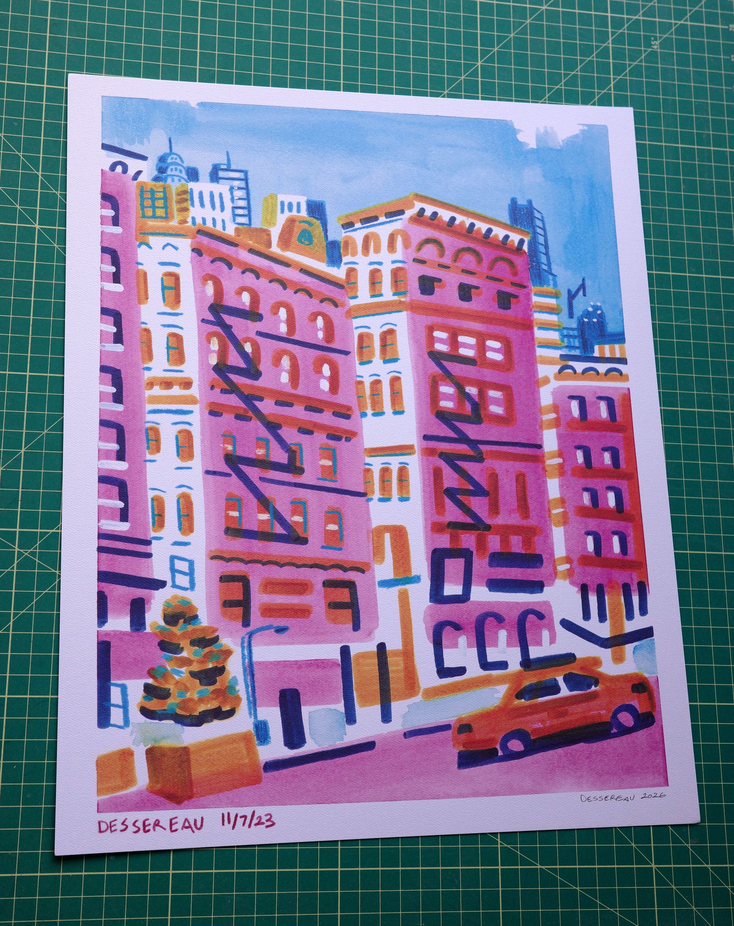 Chelsea CityScape, Pink, Print